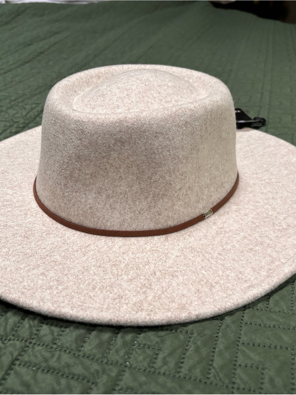 torrid Oatmeal Boater Hat with Brown Trim - Picture 2 of 4